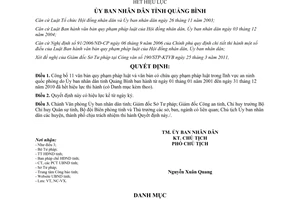 Quyết định 1221/QĐ-UBND năm 2011 danh mục văn bản hết hiệu lực Quảng Bình