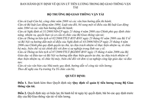 Quyết định 1116/QĐ-BGTVT quản lý tiền lương trong Bộ Giao thông