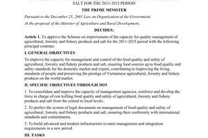 Decision No. 809/QD-TTg approving the scheme on improvement of the capacity for