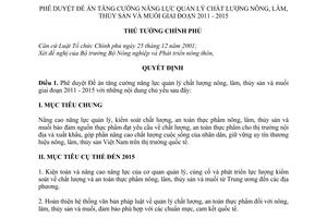 Quyết định 809/QĐ-TTg phê duyệt Đề án tăng cường năng lực quản lý chất lượng