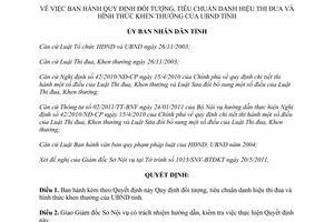 Quyết định 11/2011/QĐ-UBND tiêu chuẩn danh hiệu thi đua khen thưởng Bình Định