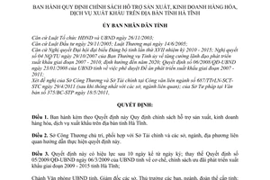 Quyết định 09/2011/QĐ-UBND chính sách hỗ tchính sách hỗ trợ sản xuất, kinh doanh