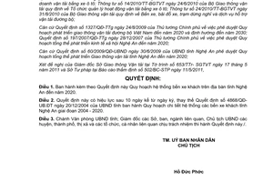 Quyết định 25/2011/QĐ-UBND Quy hoạch hệ thống bến xe khách