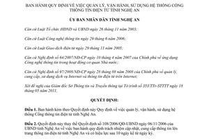 Quyết định 26/2011/QĐ-UBND quản lý vận hành Cổng thông tin điện tử Nghệ An