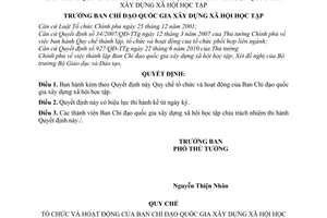 Quyết định 33/QĐ-BCĐXHHT  Quy chế tổ chức và hoạt động Ban Chỉ đạo quốc gia