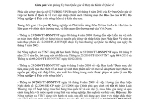 Công văn 2347/BNN-HTQT cập nhập chính sách Thương mại cho Báo cáo WTO