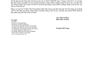 Công văn 725/TTg-KGVX thay đổi nhân sự tham gia thành viên Ủy ban Quốc gia