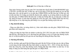 Công văn 3032/BGDĐT-NGCBQLGD hướng dẫn bồi dưỡng hè cho giáo viên