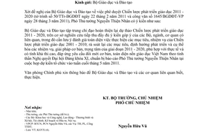 Công văn 2965/VPCP-KGVX  phê duyệt Chiến lược phát triển giáo dục