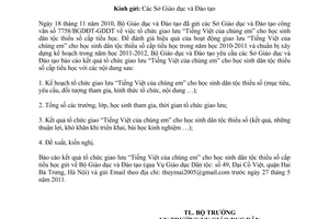 Công văn 3173/BGDĐT-GDĐT báo cáo kết quả tổ chức giao lưu Tiếng Việt