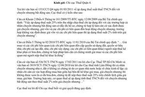 Công văn 4146/CT-THNVDT thuế suất thuế thu nhập cá nhân chuyển nhượng