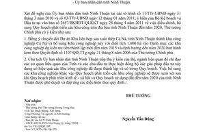 Công văn 787/TTg-KTN  điều chỉnh Quy hoạch phát triển khu công nghiệp