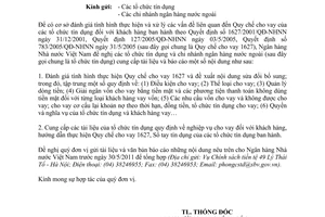 Công văn 3947/NHNN-CSTT đánh giá tình hình thực hiện Quy chế cho vay 1627