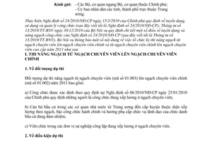 Công văn 1740/BNV-CCVC  tổ chức kỳ thi nâng ngạch lên chuyên viên chính