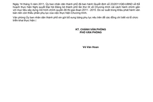 Công văn 3334/VP-THKH gửi phụ lục Kế hoạch thực hiện chương trình cải cách