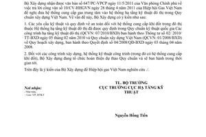 Công văn 17/BXD-HTKT đưa Hệ thống cung cấp gas trung tâm vào Hệ thống hạ tầng