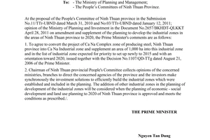 Official Dispatch No. 787/TTg-KTN, On adjusting and supplementing the planning