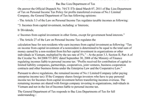 Official Dispatch No. 1820/TCT-TNCN, on personal income tax policy for profits