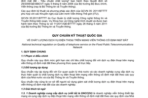 Quy chuẩn kỹ thuật Quốc gia QCVN 35:2011/BTTTT về chất lượng dịch vụ điện thoại trên mạng viễn thông cố định mặt đất do Bộ trưởng Bộ Thông tin và Truyền thông ban hành
