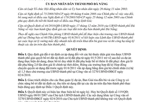 Quyết định 5151/QĐ-UBND 2011 giá thu tiền chuyển quyền sử dụng đất Đà Nẵng