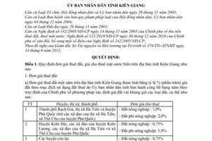 Quyết định 23/2011/QĐ-UBND đơn giá thuê đất, giá cho thuê mặt nước biển