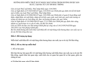 Thông tư 90/2011/TT-BTC hướng dẫn miễn thuế xuất khẩu mặt hàng trầm hương