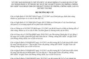 Quyết định 2018/QĐ-BYT 2011 Quy chế Tổ chức hoạt động Ban Quản lý dự án Quỹ Toàn cầu Phòng chống HIV/AIDS