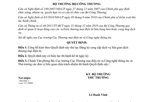 Quyết định 3006/QĐ-BCT năm 2011 công bố thủ tục hành chính mới