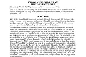 Nghị quyết 20/2011/NQ-HĐND thực hiện nhiệm vụ kinh tế an ninh quốc phòng Phú Yên