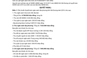 Nghị quyết 16/2011/NQ-HĐND Phê chuẩn Quyết toán Ngân sách địa phương 2010 Hải Dương