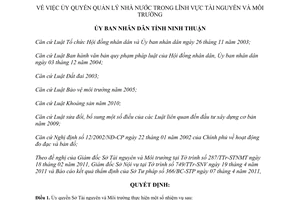 Quyết định 23/2011/QĐ-UBND ủy quyền quản lý Nhà nước trong lĩnh vực Tài nguyên