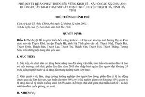 Quyết định 946/QĐ-TTg phê duyệt Đề án phát triển bền vững kinh tế xã hội