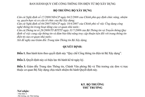 Quyết định 633/QĐ-BXD Quy chế Cổng thông tin điện tử Bộ Xây dựng