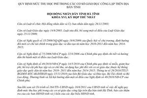 Nghị quyết 14/2011/NQ-HĐND quy định mức thu học phí trong cơ sở giáo dục