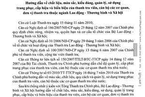 Thông tư 18/2011/TT-BLĐTBXH hướng dẫn chất liệu, màu sắc, kiểu dáng, quản lý