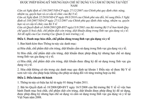 Thông tư 25/2011/TT-BYT Danh mục hoá chất, chế phẩm diệt côn trùng, diệt khuẩn