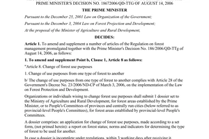 Decision No. 34/2011/QD-TTg amending and supplementing a number of articles