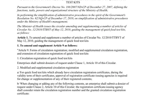 Circular No. 28/2011/TT-BYT amending and supplementing a number of articles
