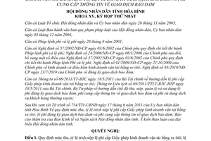 Nghị quyết 17/2011 cấp giấy phép kinh doanh vận tải giao dịch đảm bảo Hòa Bình