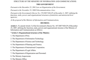 Decree No. 50/2011/ND-CP amending the Government's Decree No. 187/2007/ND-CP