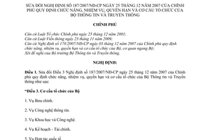 Nghị định 50/2011/NĐ-CP sửa đổi Nghị định 187/2007/NĐ-CP