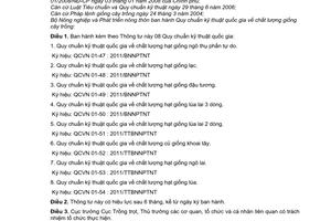 Thông tư 45/2011/TT-BNNPTNT Quy chuẩn kỹ thuật quốc gia chất lượng giống cây