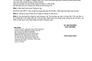 Thông tư 27/2011/TT-BYT Quy chuẩn kỹ thuật quốc gia nhà tiêu - Điều kiện bảo