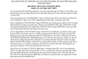 Nghị quyết 14/2011/NQ-HĐND học phí cơ sở giáo dục mầm non phổ thông Hòa Bình