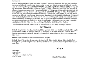 Quyết định 1594/QĐ-UBND công bố thủ tục hành chính sửa đổi