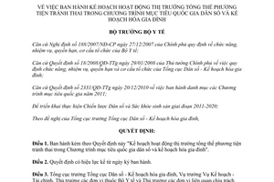 Quyết định 2169/QĐ-BYT 2011 phương tiện tránh thai Chương trình DS KHHGĐ Bộ Y tế