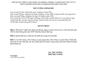 Quyết định 1001/QĐ-TTg  phê duyệt Chiến lược Quốc gia phòng, chống