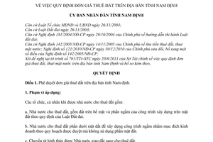 Quyết định 12/2011/QĐ-UBND đơn giá thuê đất trên địa bàn tỉnh Nam Định
