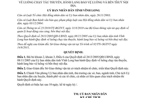 Quyết định 23/2011/QĐ-UBND luồng chạy tàu thuyền, hành lang bảo vệ luồng