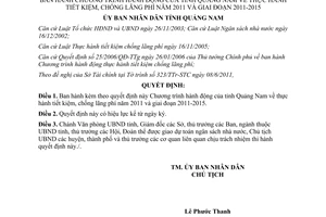 Quyết định 2086/QĐ-UBND 2011 thực hành tiết kiệm chống lãng phí tỉnh Quảng Nam